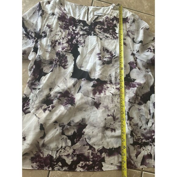 Calvin Klein Floral Blouse - Purple and White - Picture 5 of 8
